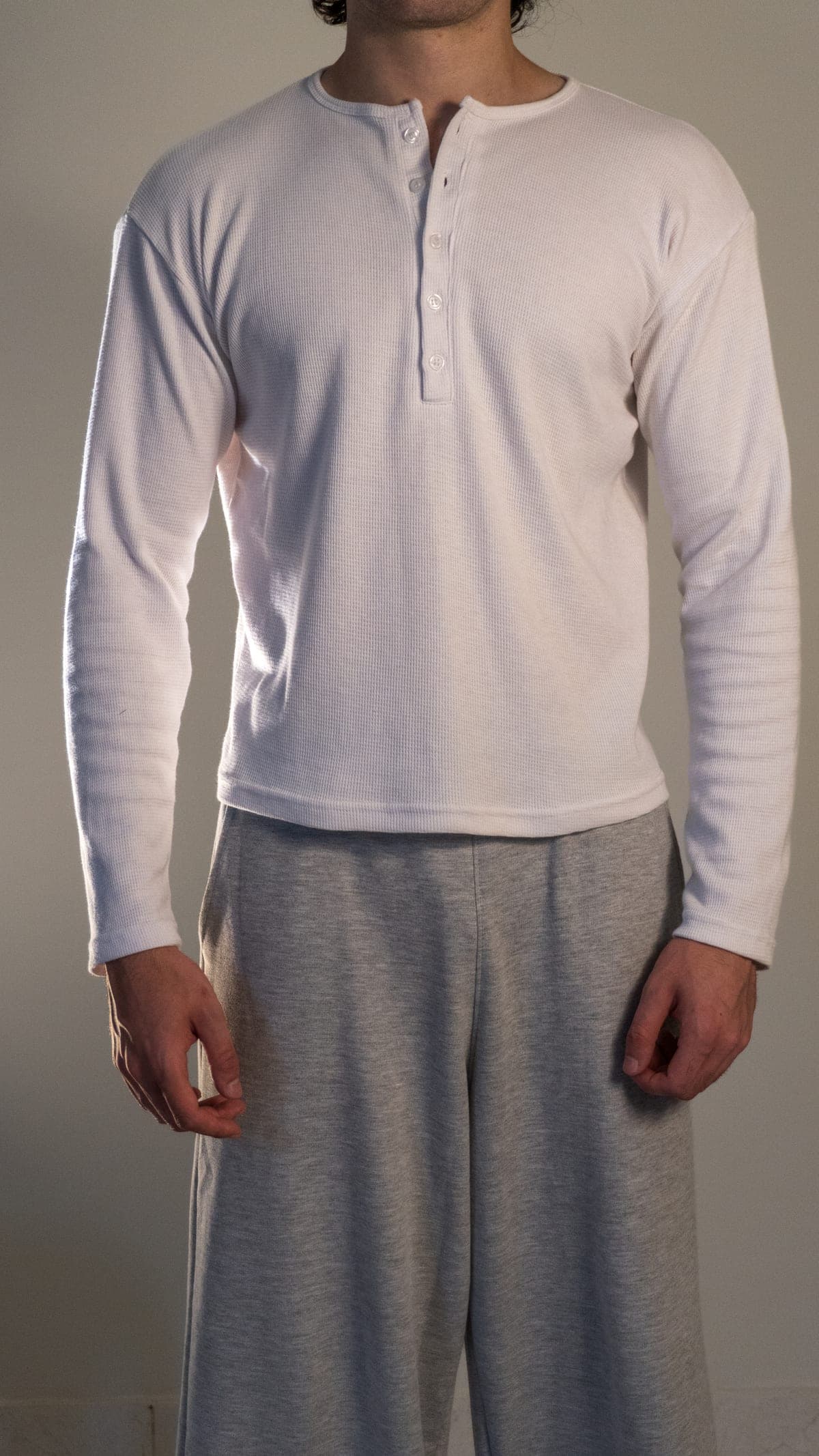 Ribbed Henley - White